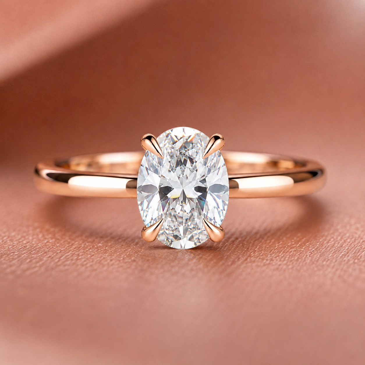 Classic Oval Solitaire Engagement Ring in Rose Gold