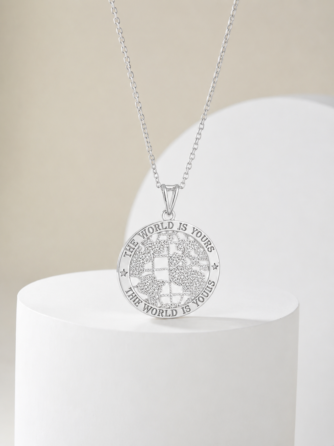 "The World Is Yours" Globe Medallion Necklace