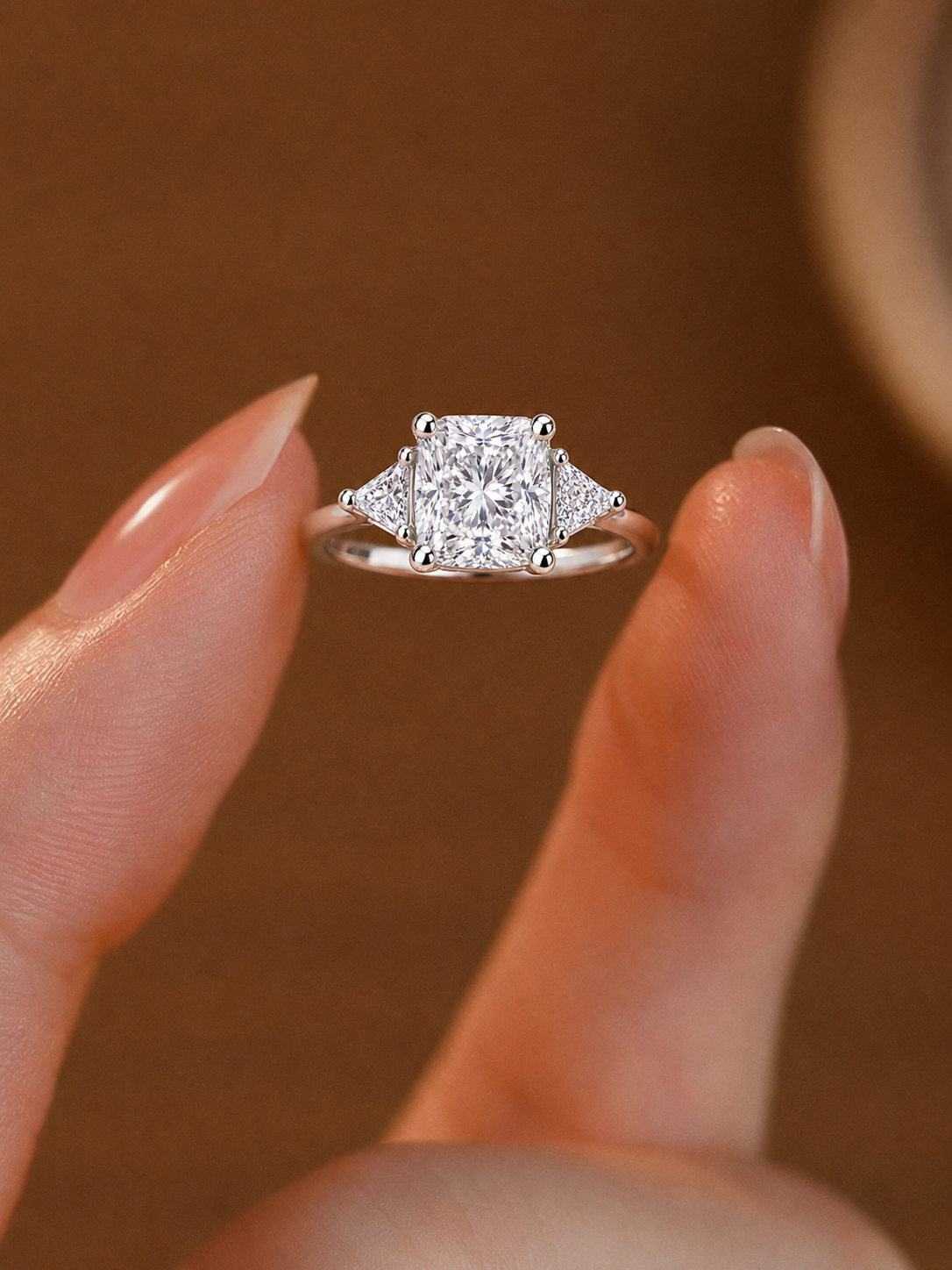 Elegant Cushion-Cut Three-Stone Solitaire Ring