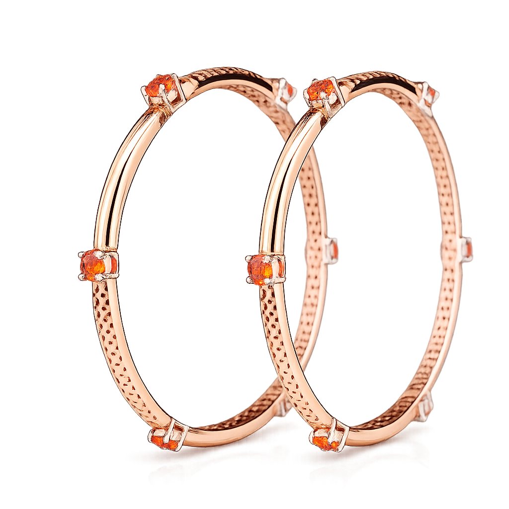 Vibrant Gemstone-Accented Rose-Gold Bangles