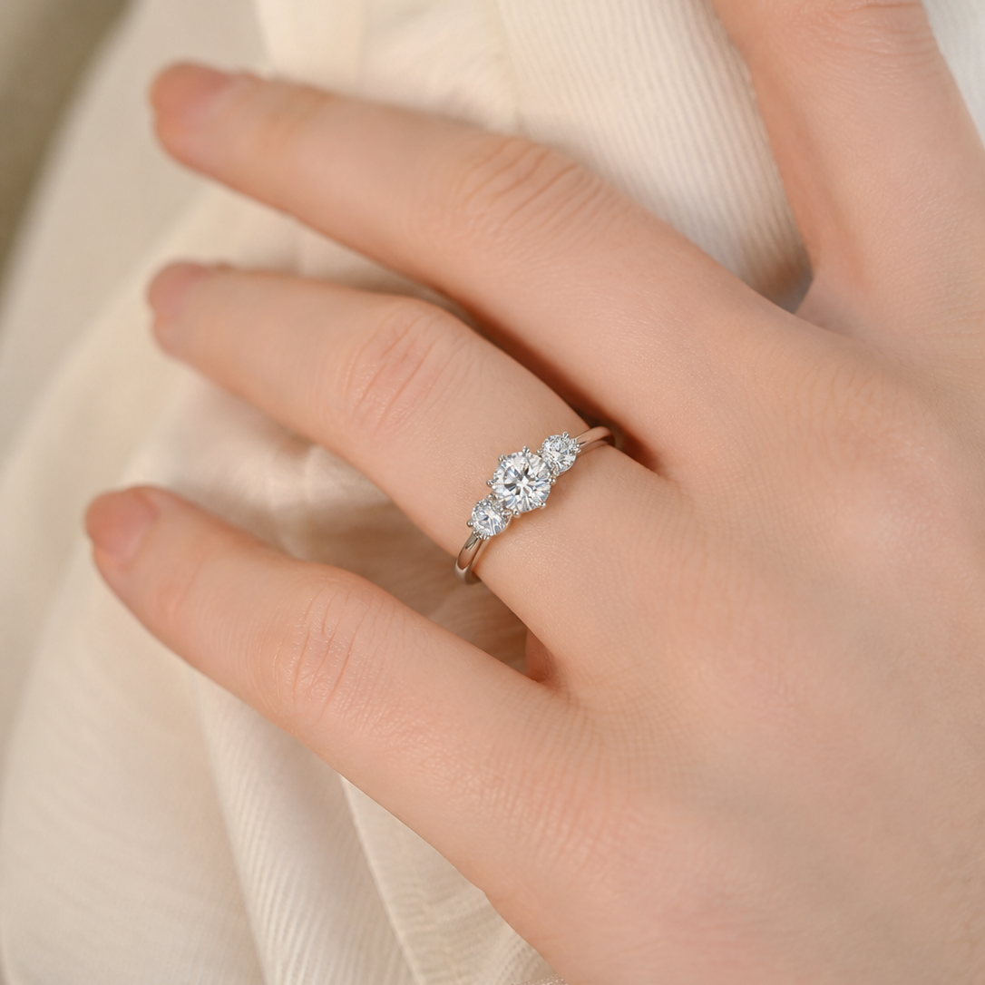Radiant Pavé-Accented Round Solitaire Ring
