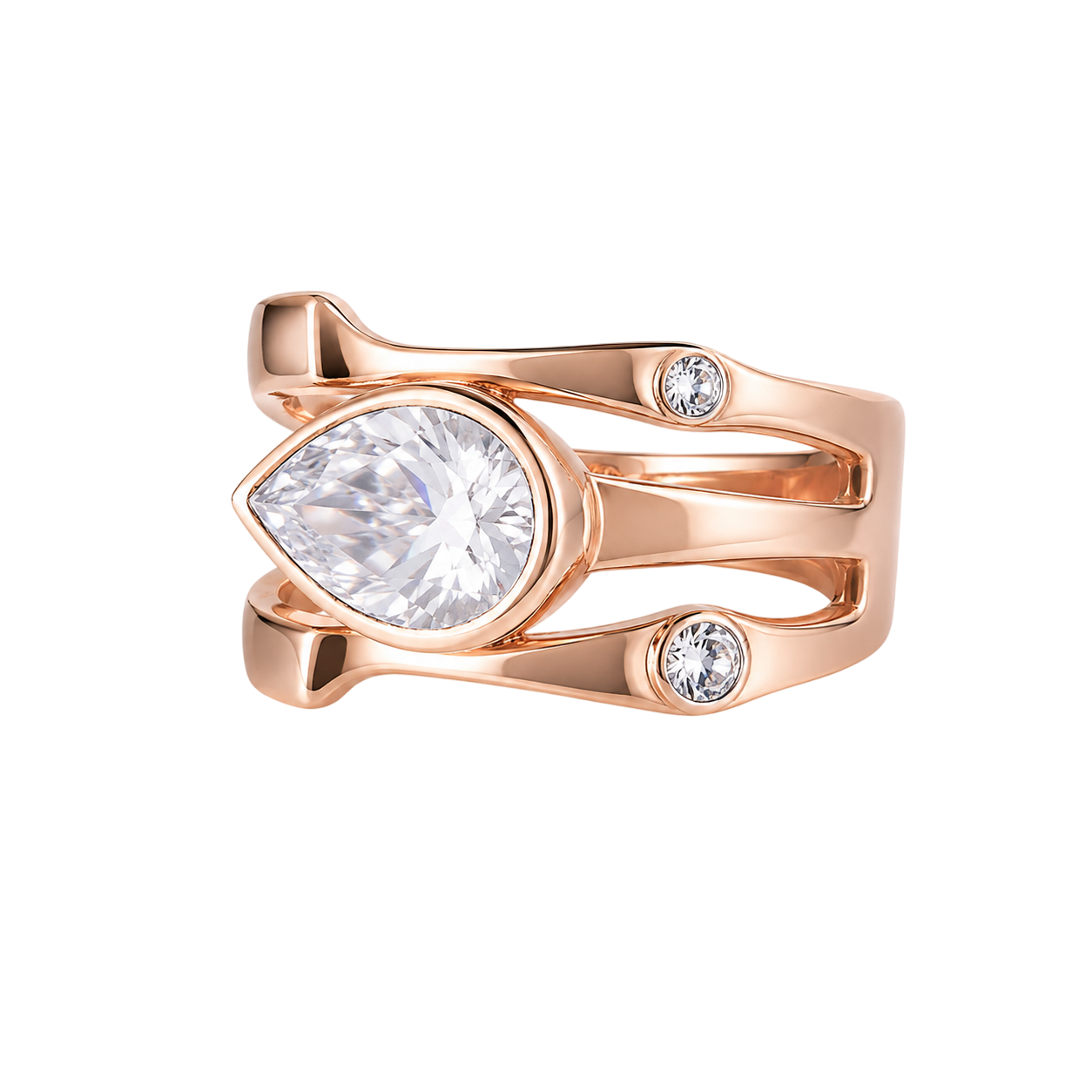 Avant-Garde Multi-Strand Pear-Cut Statement Ring