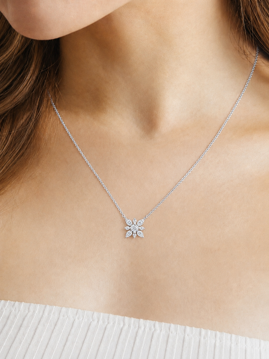 Radiant Floral Marquise Diamond Pendant