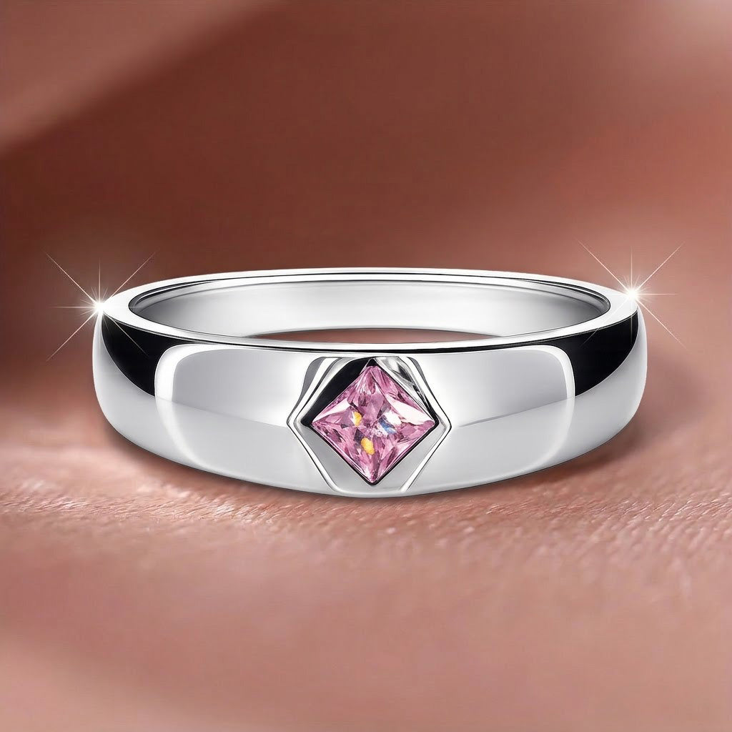 Princess-Cut Pink Gemstone Band