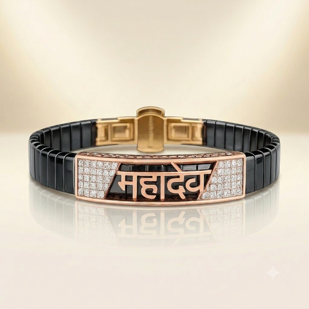 Mahadev Rose Gold and Black Ceramic Spiritual Bracelet