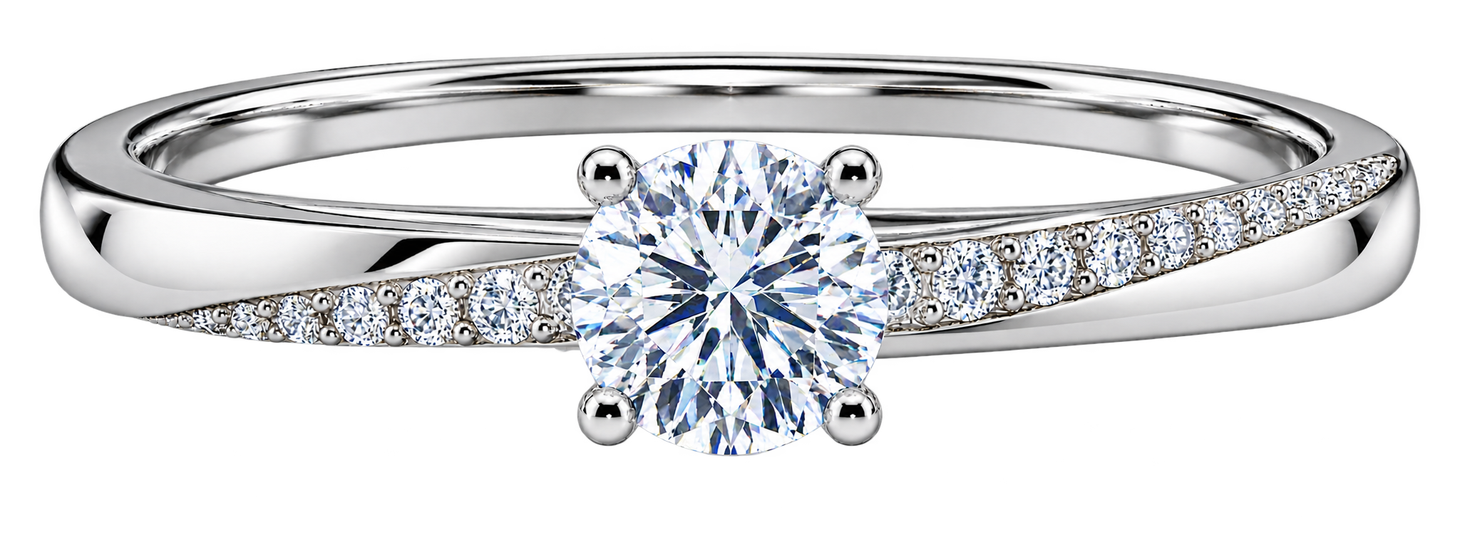 Minimalist Asymmetric Side-Accent Solitaire Ring