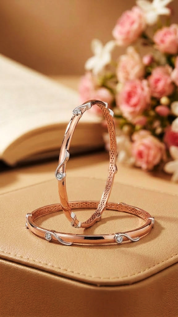 Elegant Fluid-Link Rose Gold Bangles