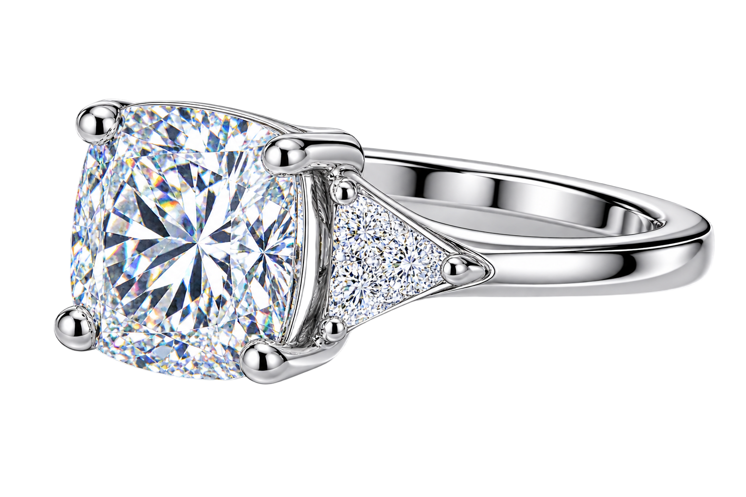 Elegant Cushion-Cut Three-Stone Solitaire Ring