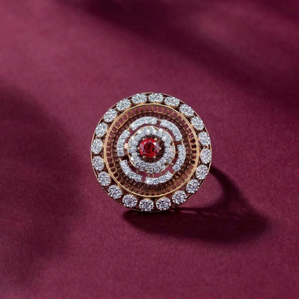 Celestial Ruby & Diamond Concentric Statement Ring