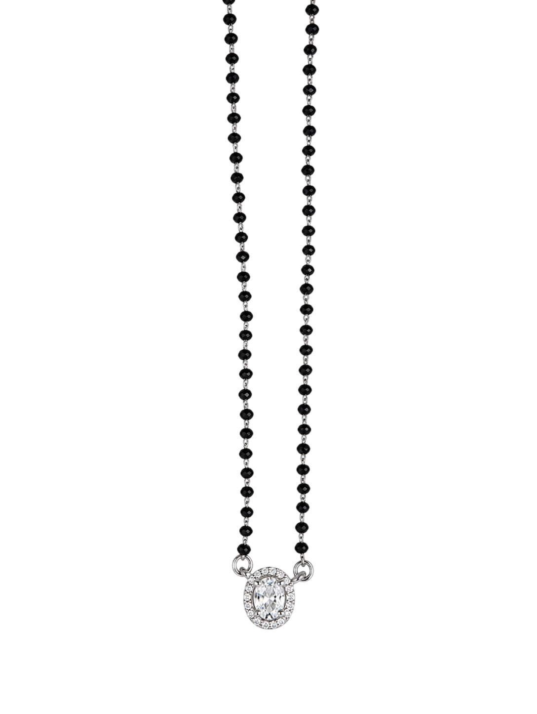 Refined Oval-Halo Solitaire Mangalsutra