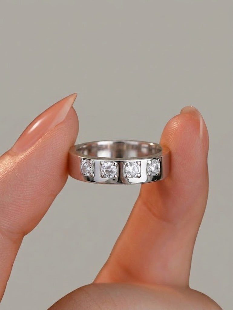 Classic Four-Stone Bezel Band