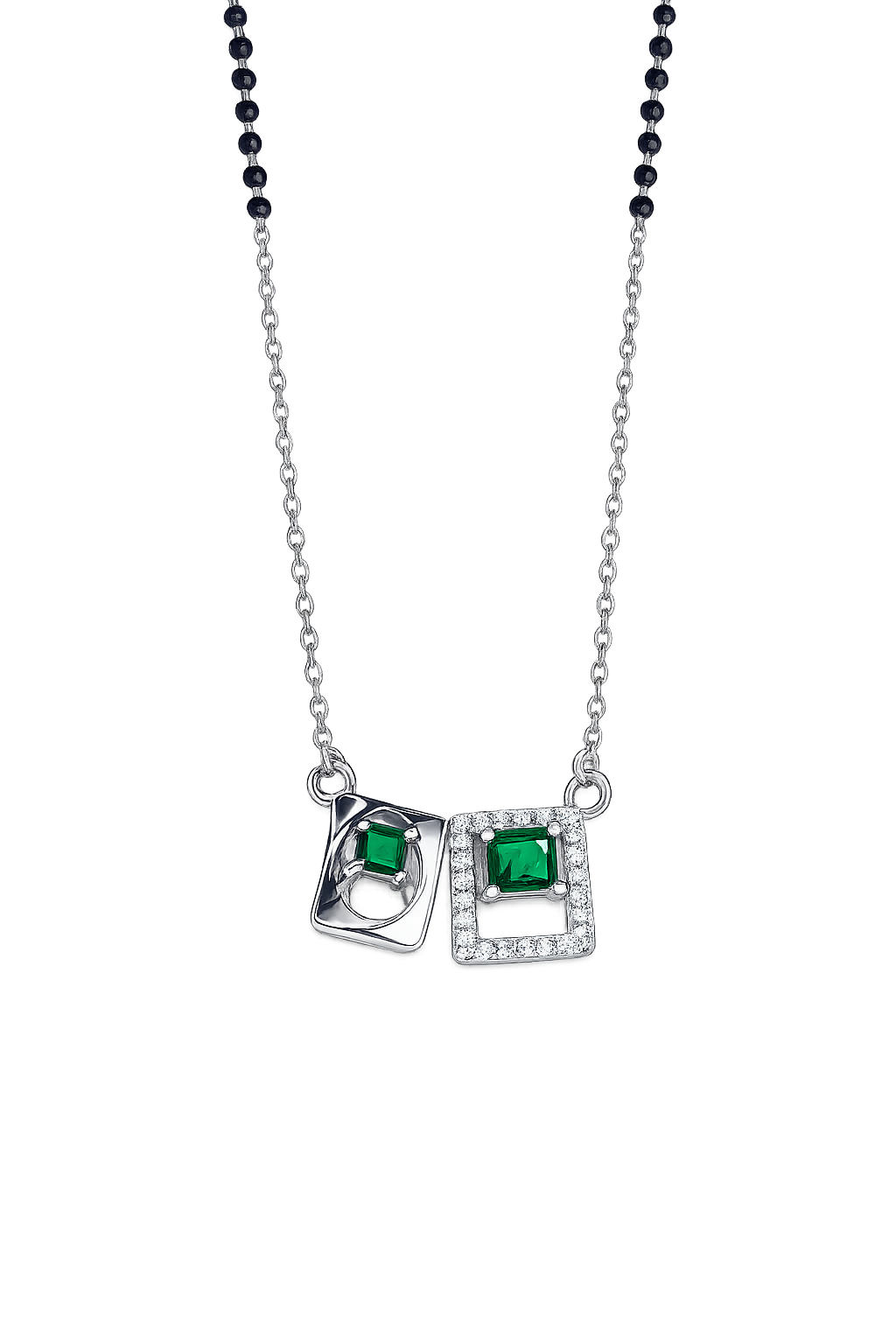 Modern Geometric Emerald-Accent Mangalsutra