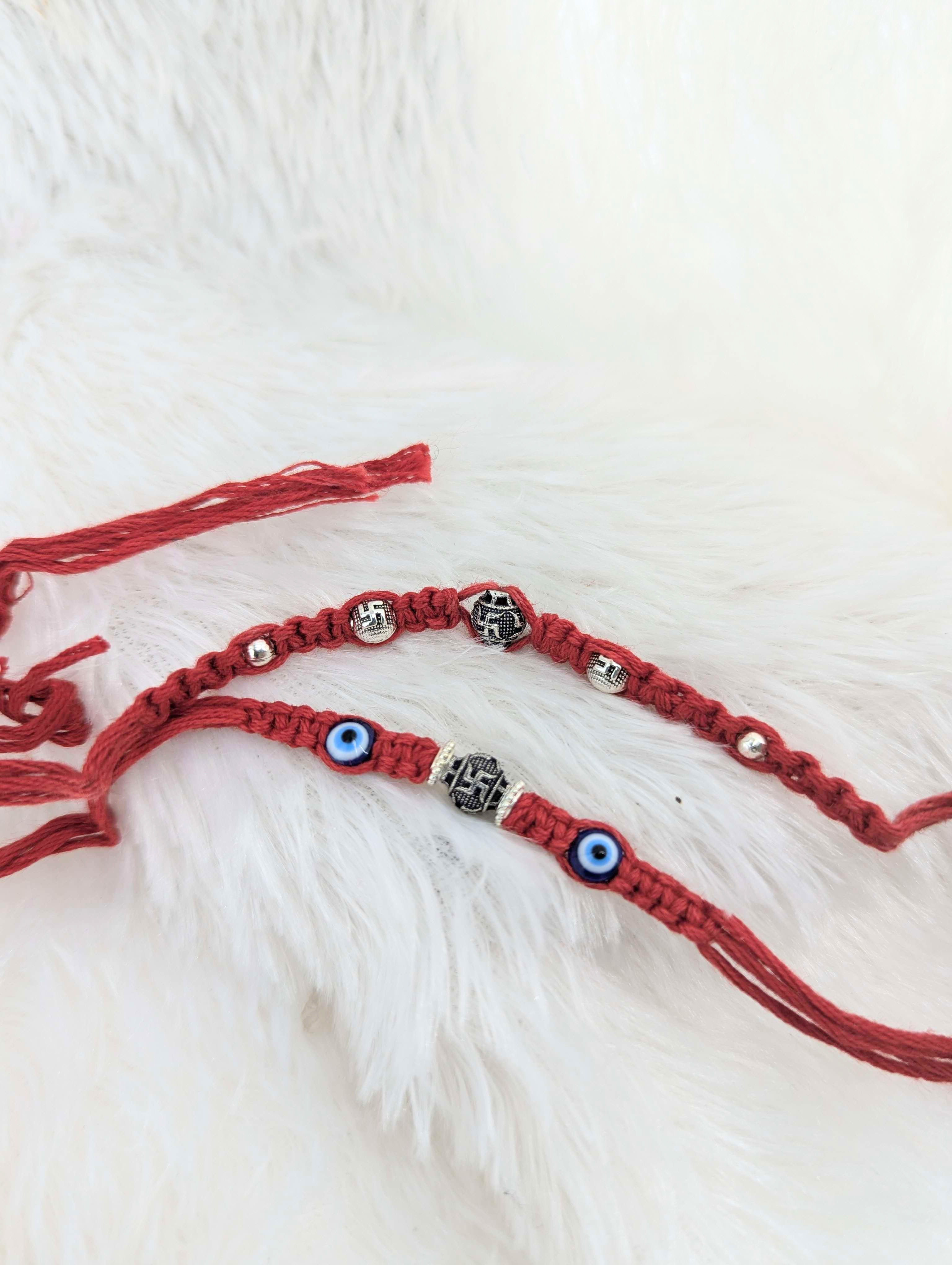 Protective Swastika & Evil Eye Rakhi Duo Set