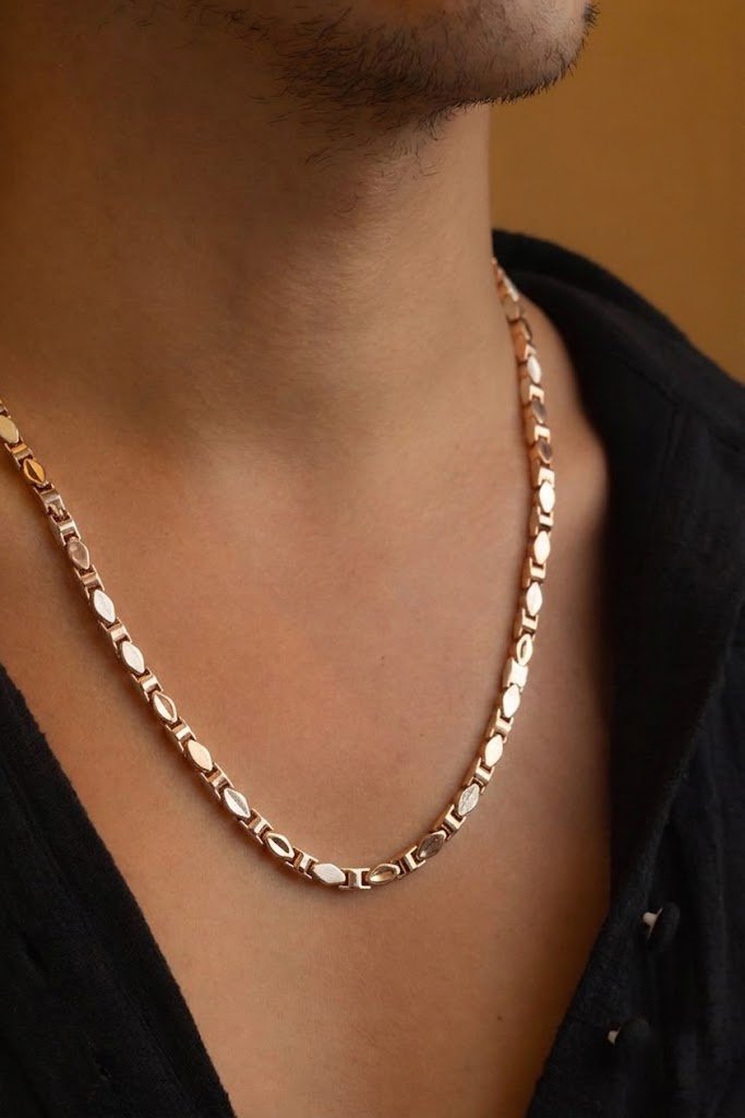 Rose Gold-Toned Textured Gents Chain