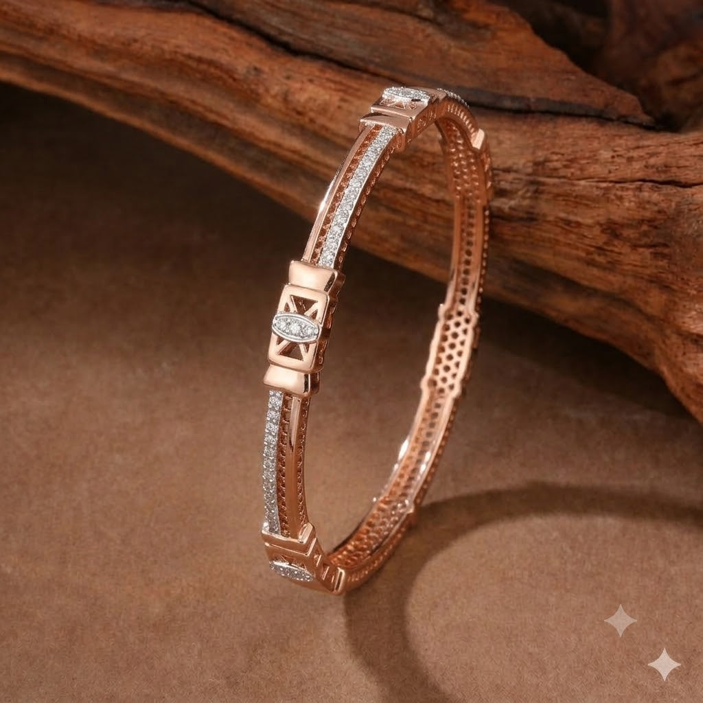 Modern Pavé-Line Diamond Accent Bangles