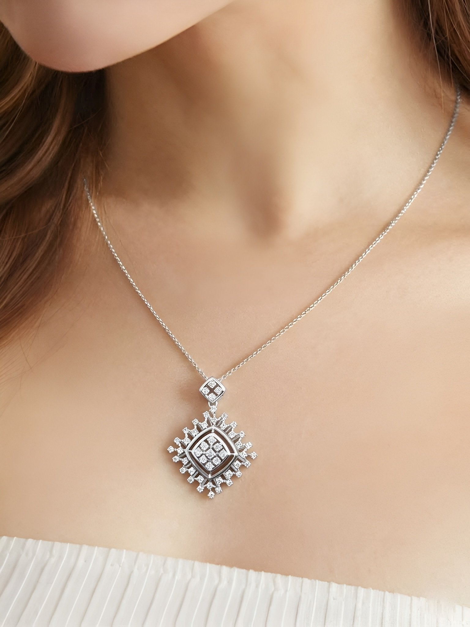 Radiant Geometric Pavé Pendant