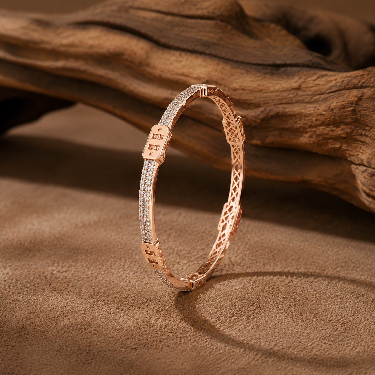 Modern Pavé-Encrusted Structural Bangles