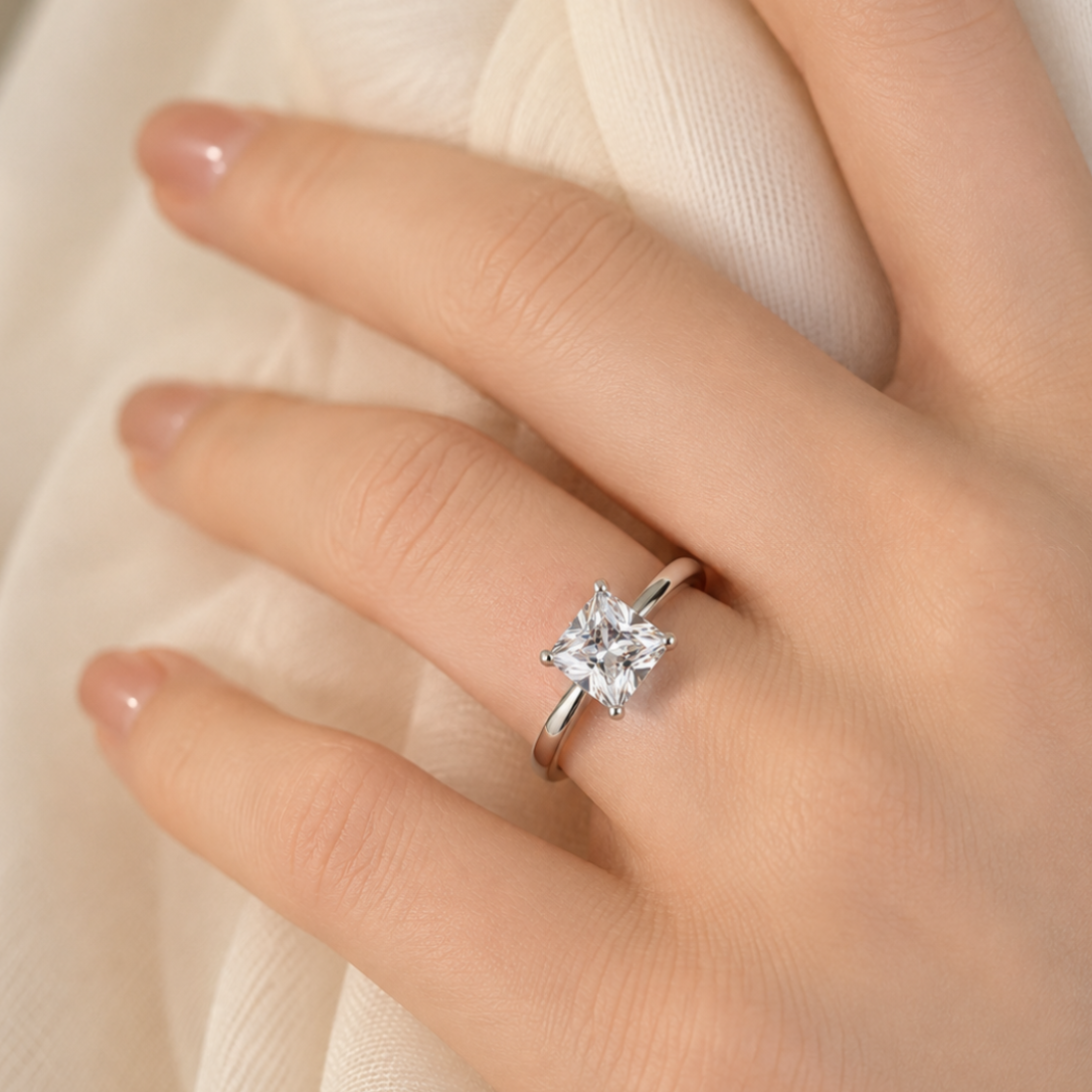 Solitaire Princess-Cut Diamond Engagement Ring