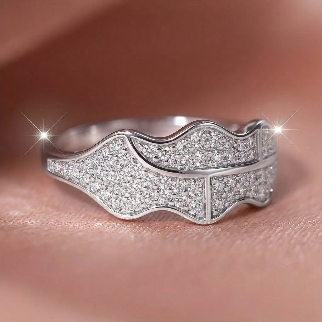 Wavy Pavé Statement Band