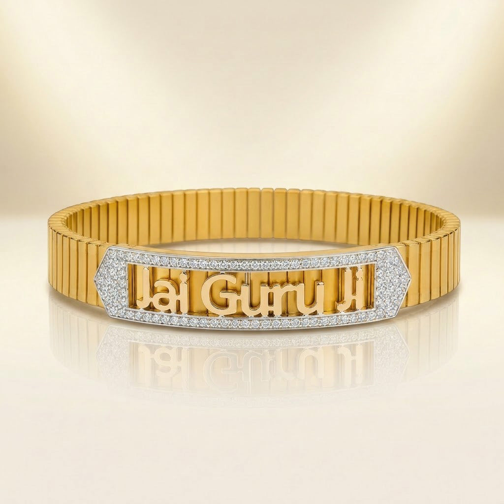 Divine "Jai Guru Ji" Sterling Silver Men's Bracelet