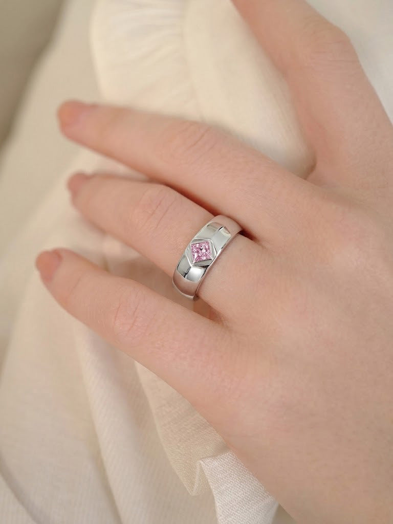 Princess-Cut Pink Gemstone Band