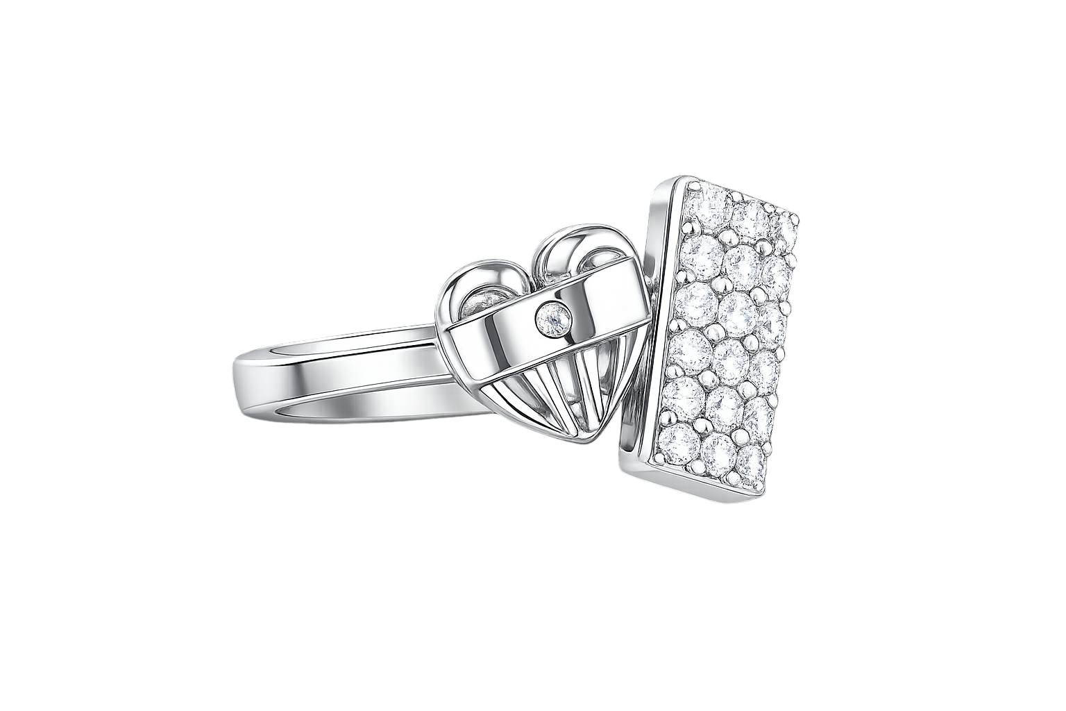 Charming Heart and Pavé Panel Ladies Band