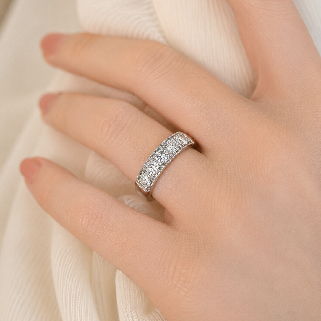 Vintage-Inspired Five-Stone Diamond Ladies Band