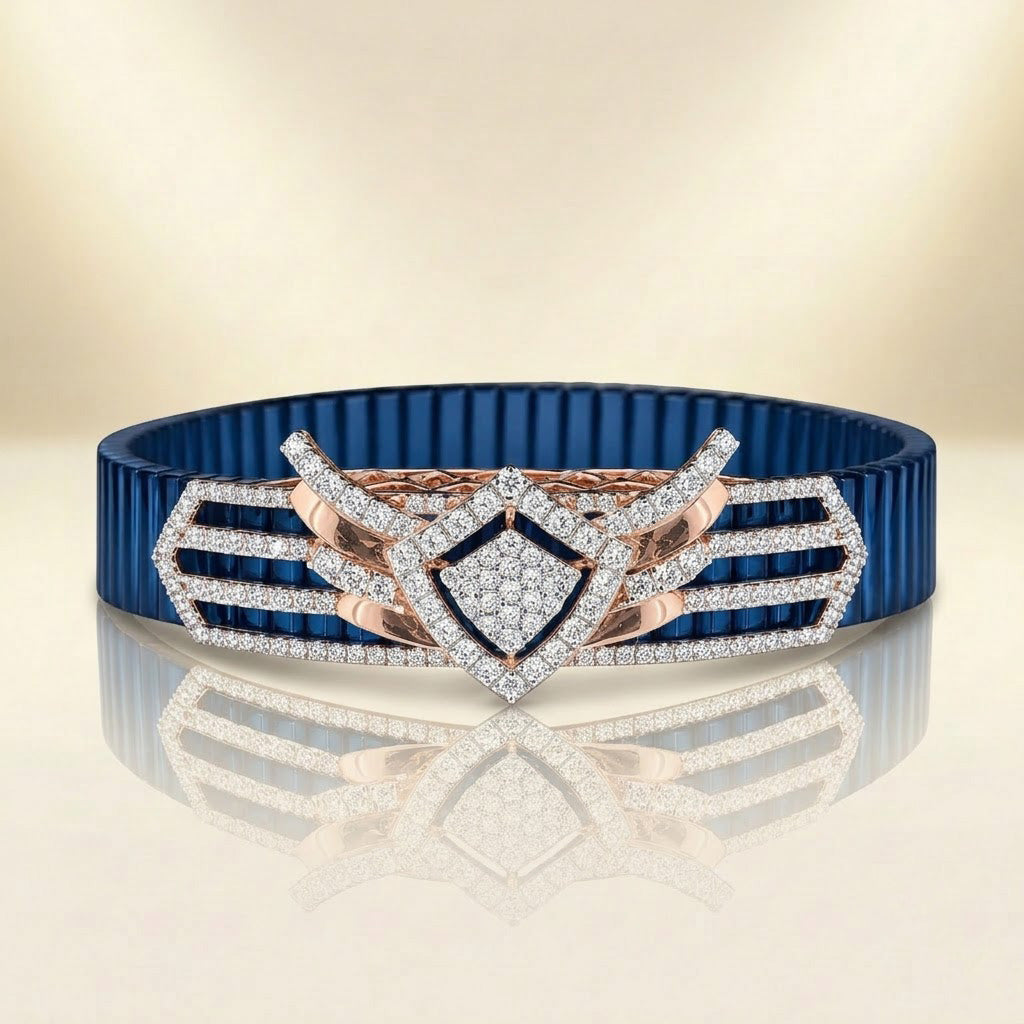 Regal Shield Ceramic & Rose Gold Statement Bracelet