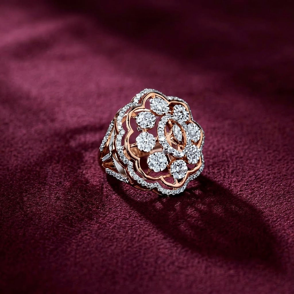 Radiant Floral Cluster Diamond Statement Ring