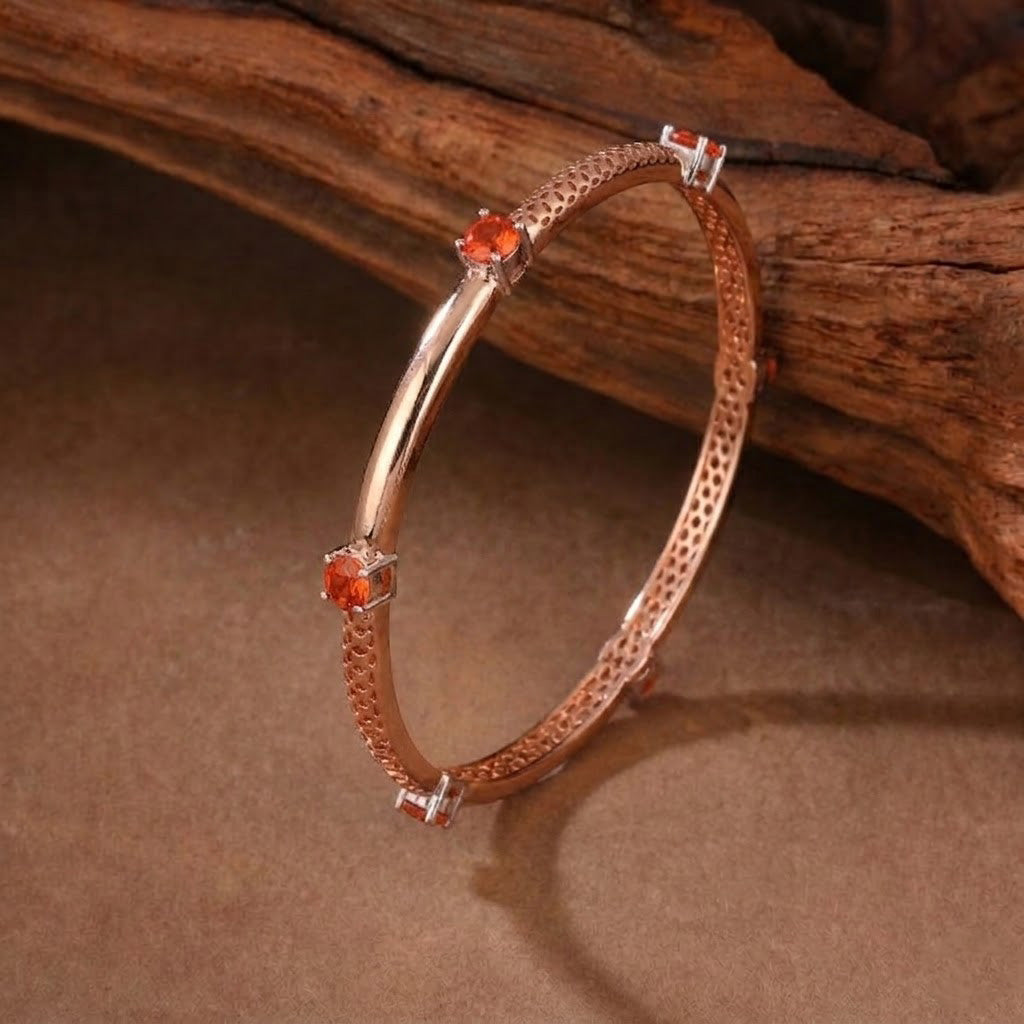 Vibrant Gemstone-Accented Rose-Gold Bangles