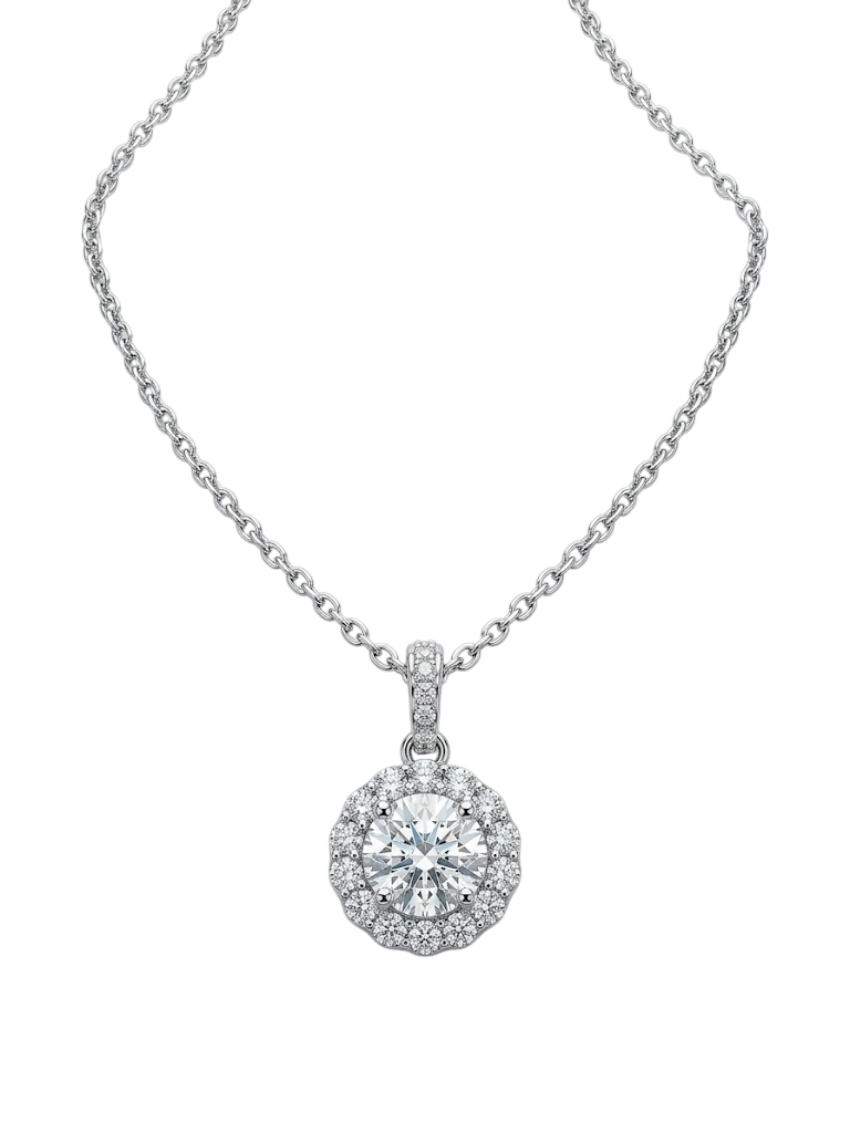 Radiant Scalloped Halo Pendant