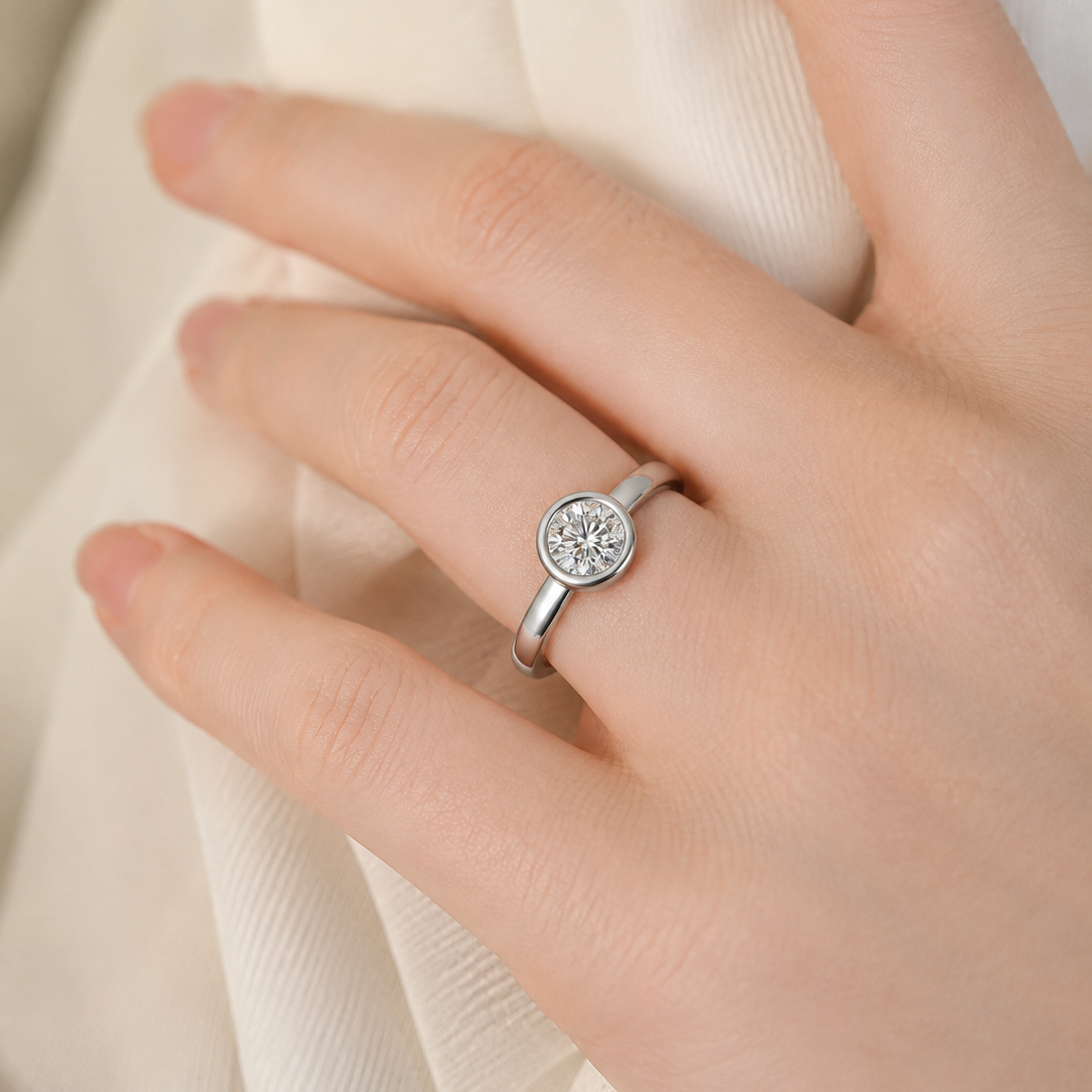 Modern Bezel-Set Round Solitaire Ring