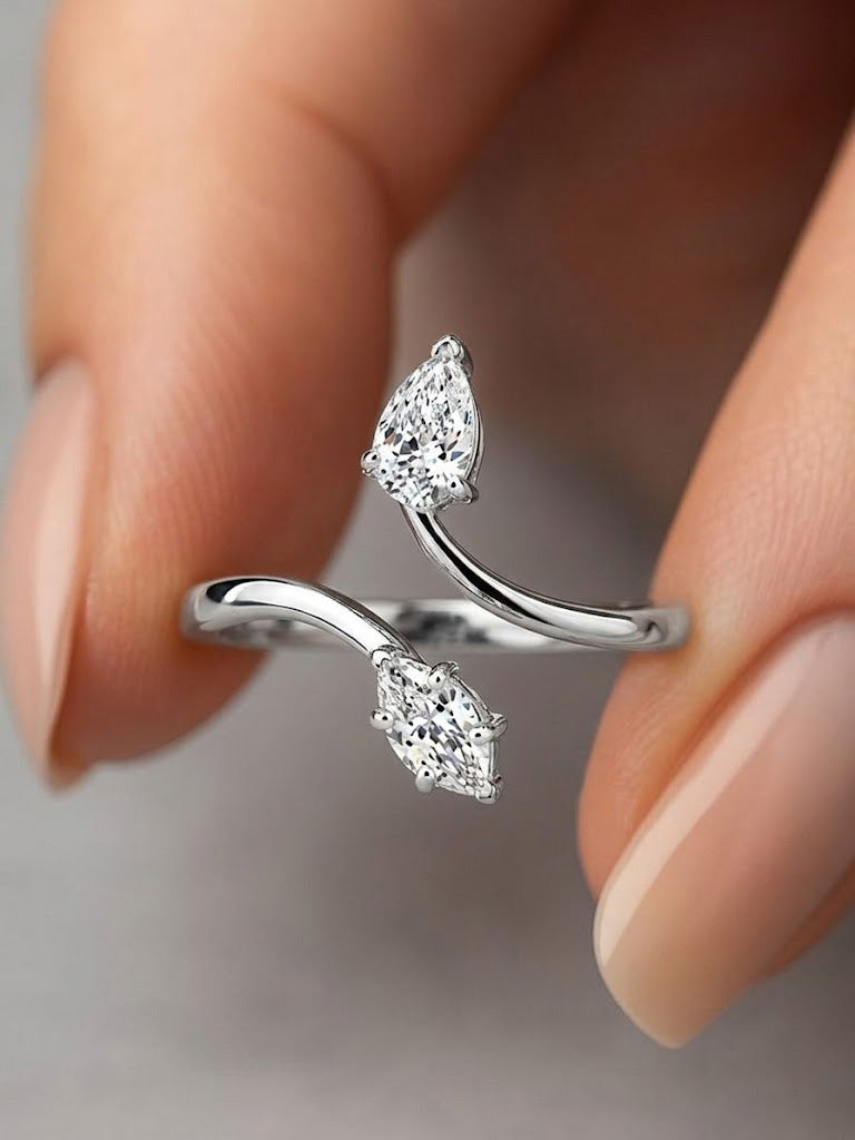 Duo-Stone Bypass Statement Ring