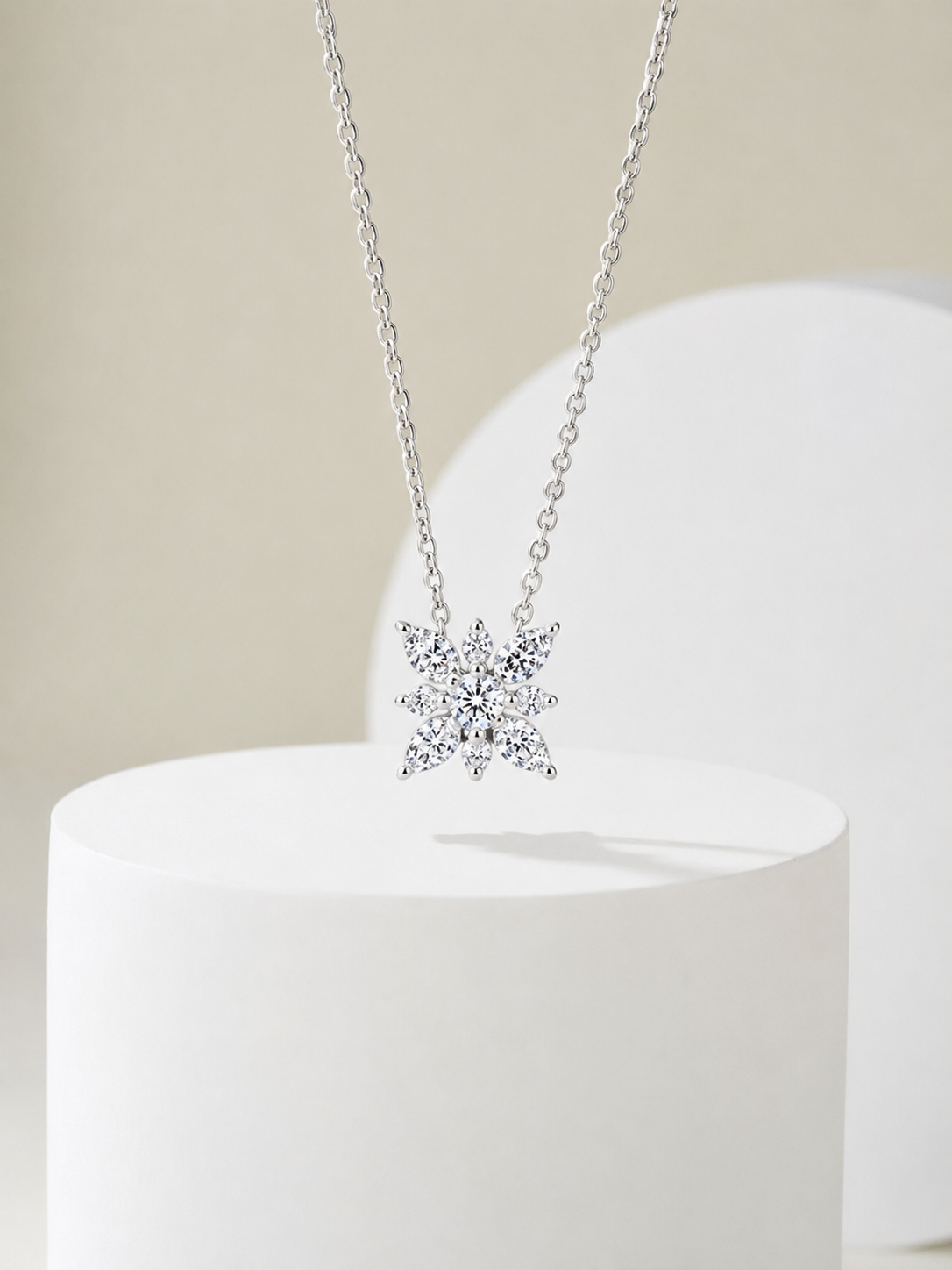 Radiant Floral Marquise Diamond Pendant