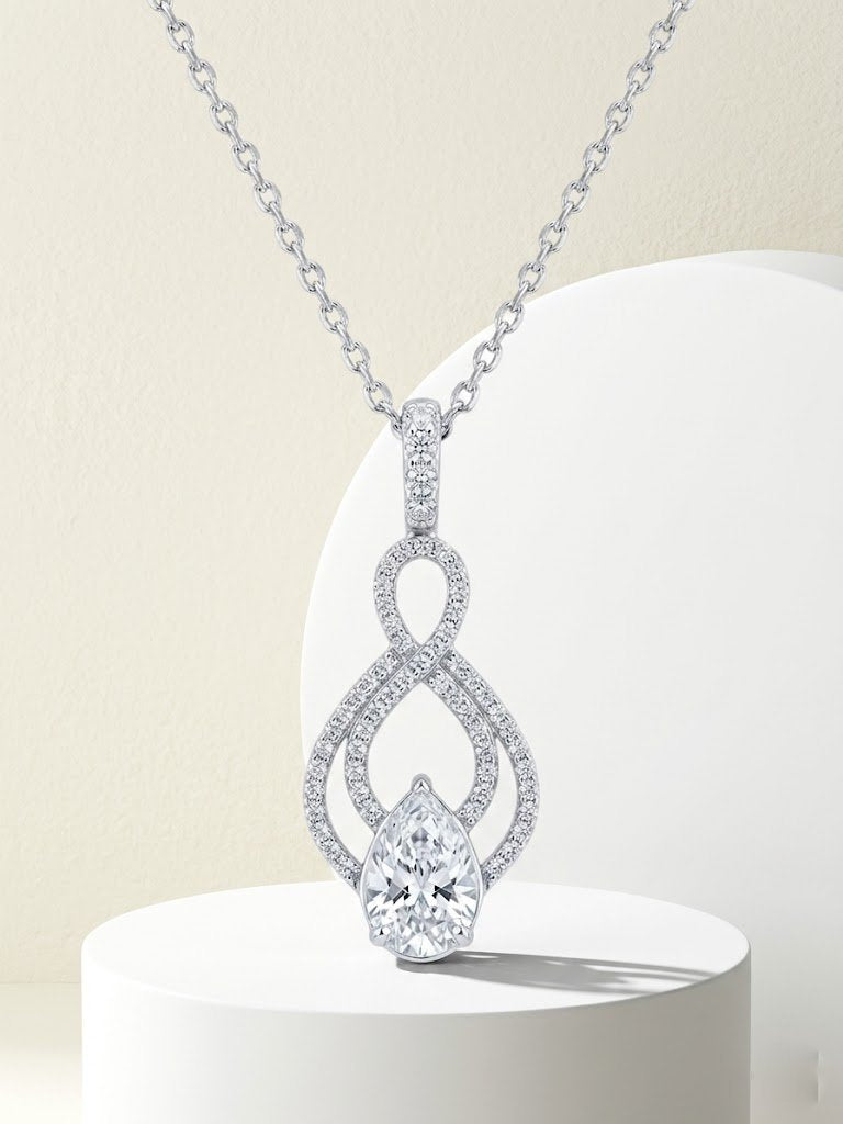 Infinity Pear-Drop Pavé Pendant