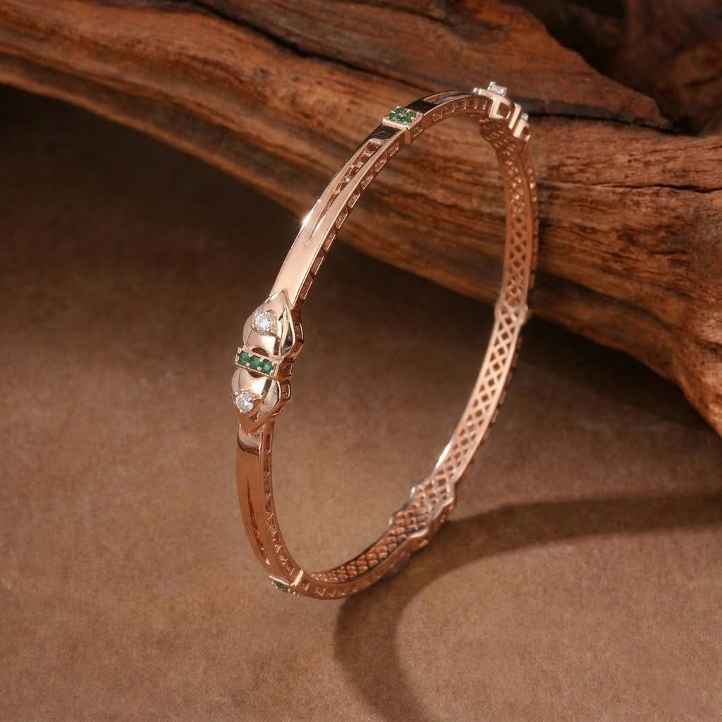 Emerald & Diamond Accent Rose Gold Bangles