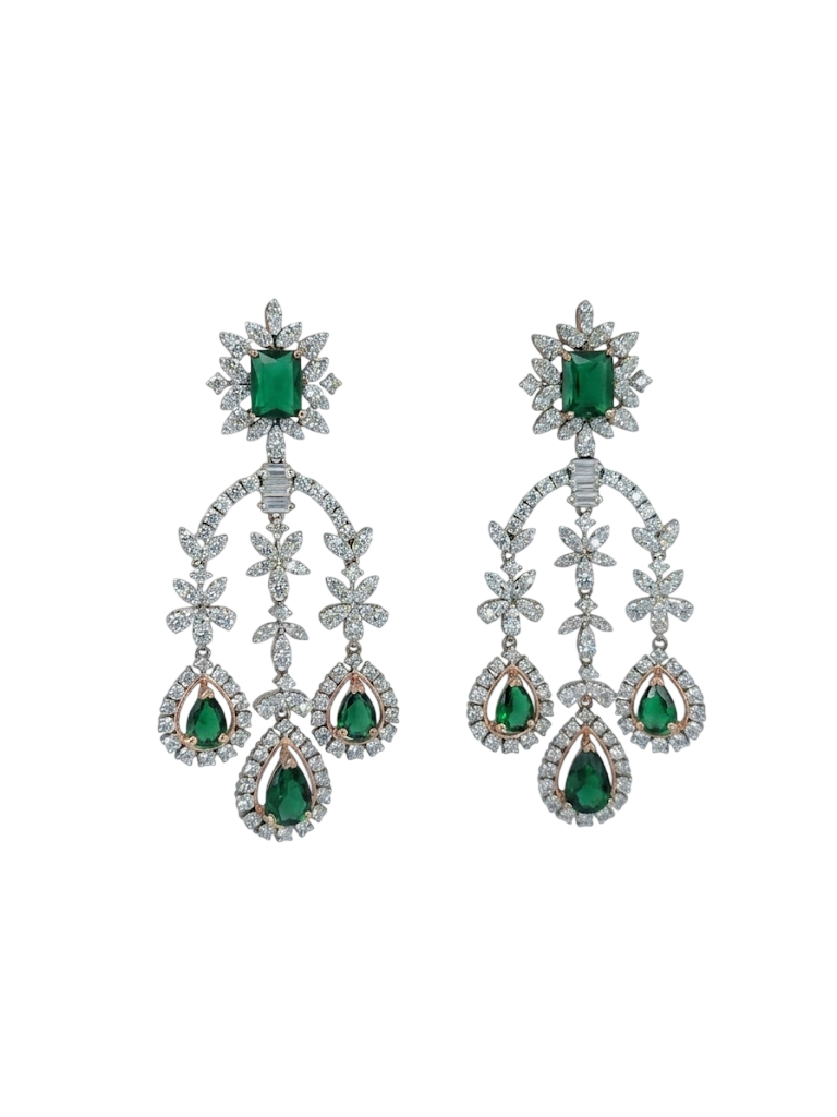 Emerald Elegance Statement Chandelier Earrings