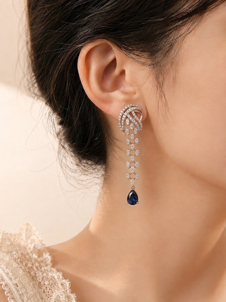 Royal Sapphire Marquise Drop Earrings