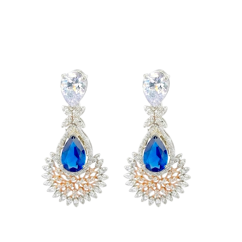 Radiant Sapphire Fan-Drop Earrings