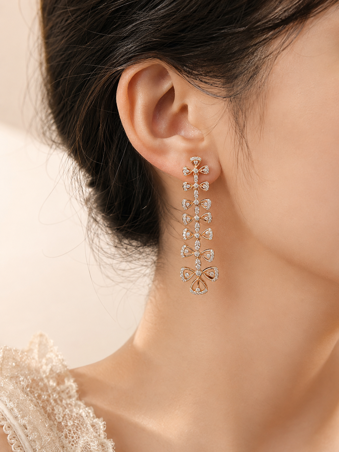 Cascading Floral Link Drop Earrings