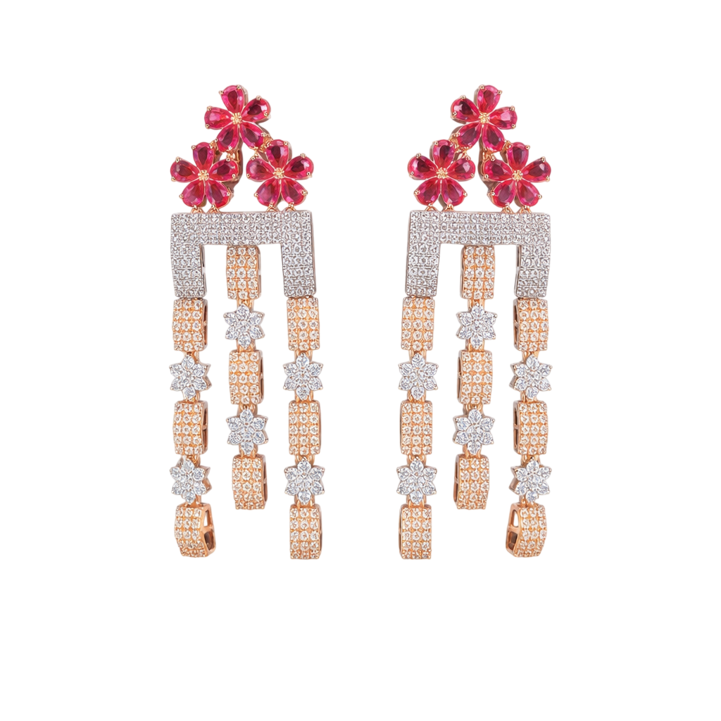 Floral Cascading Statement Earrings