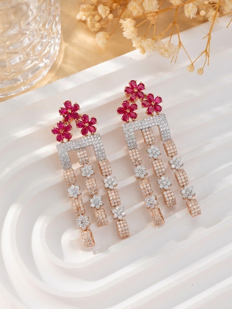 Floral Cascading Statement Earrings