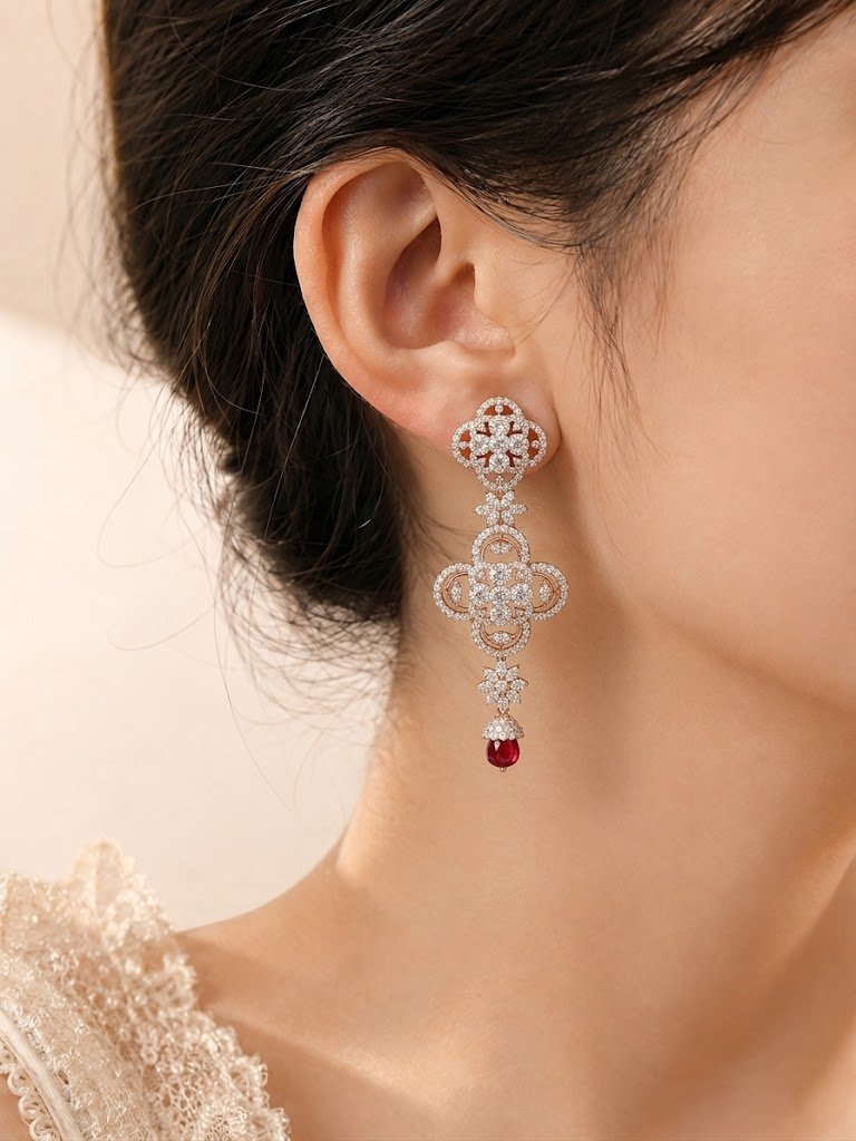 Ornate Quatrefoil Drop Earrings