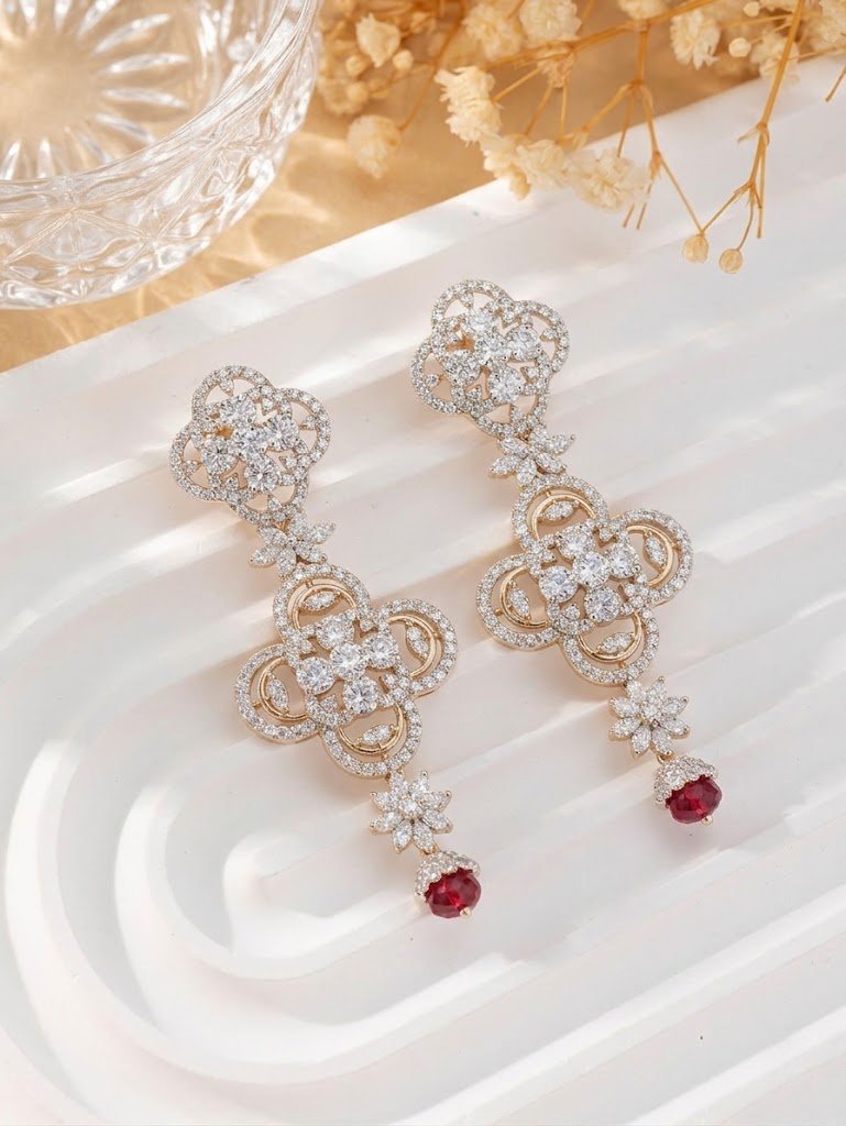 Ornate Quatrefoil Drop Earrings