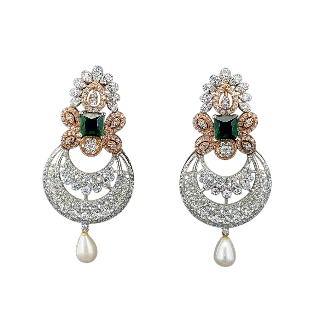 Royal Emerald Chandbali Statement Earrings