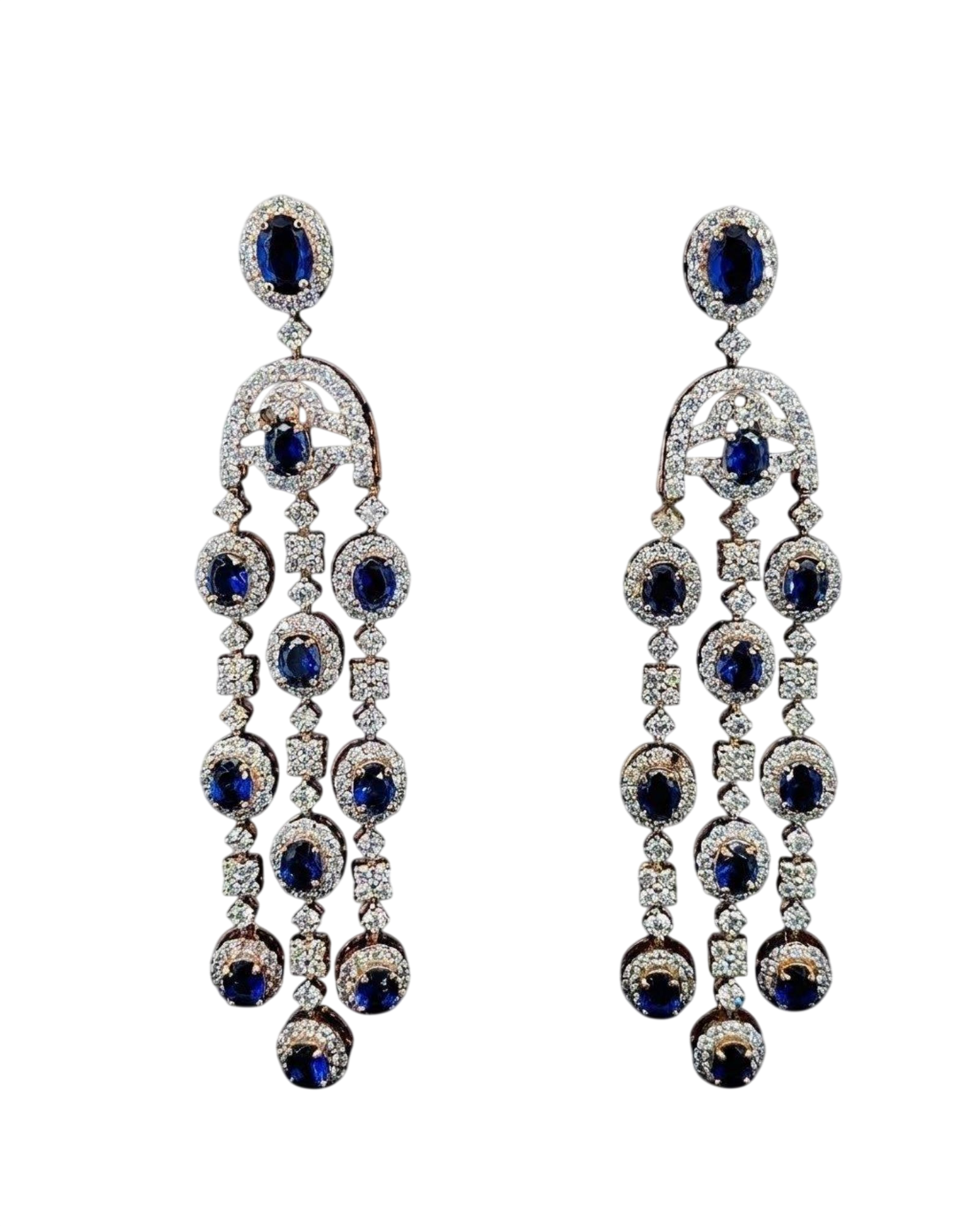 Midnight Sapphire Cascading Chandelier Earrings