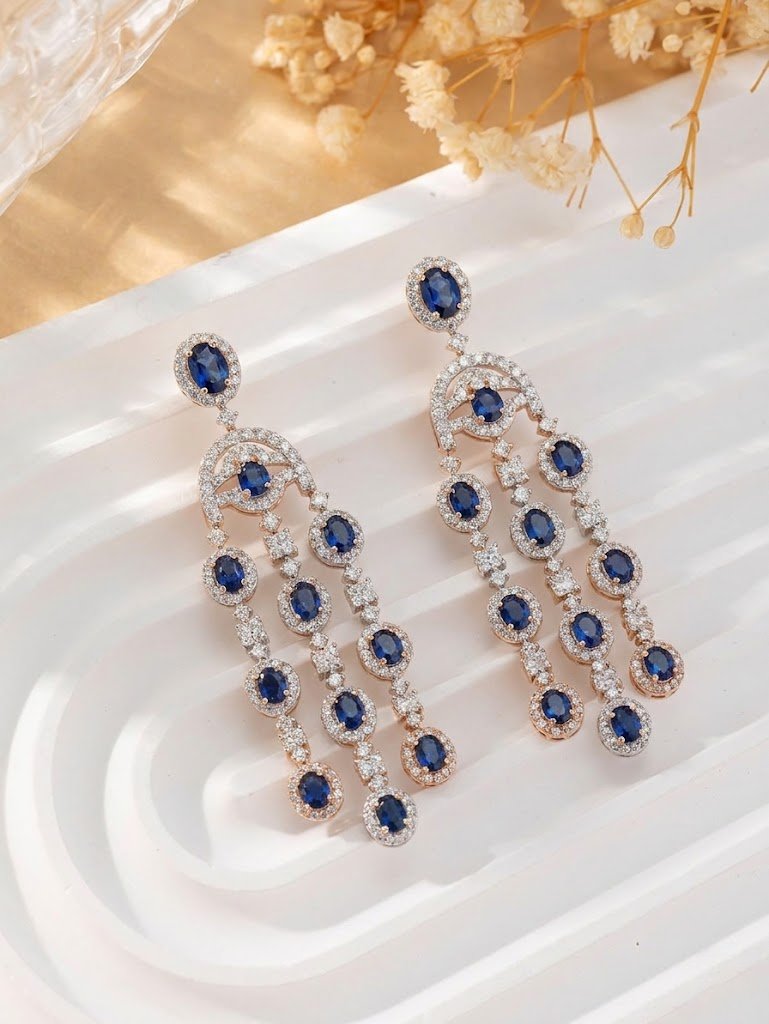 Midnight Sapphire Cascading Chandelier Earrings