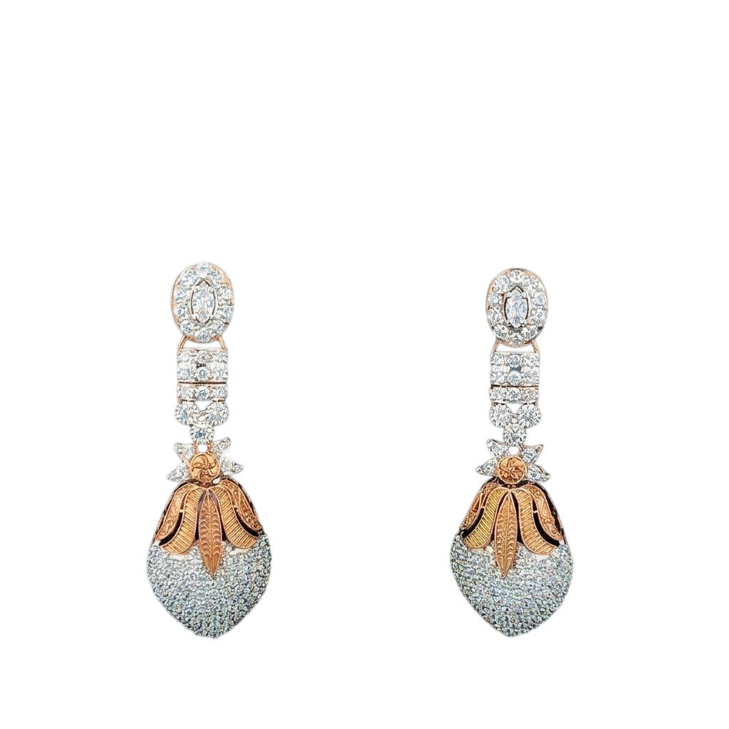 Floral Motif Teardrop Earrings