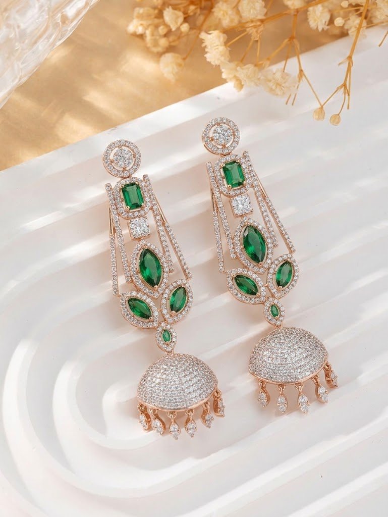 Emerald Jhumka Statement Earrings