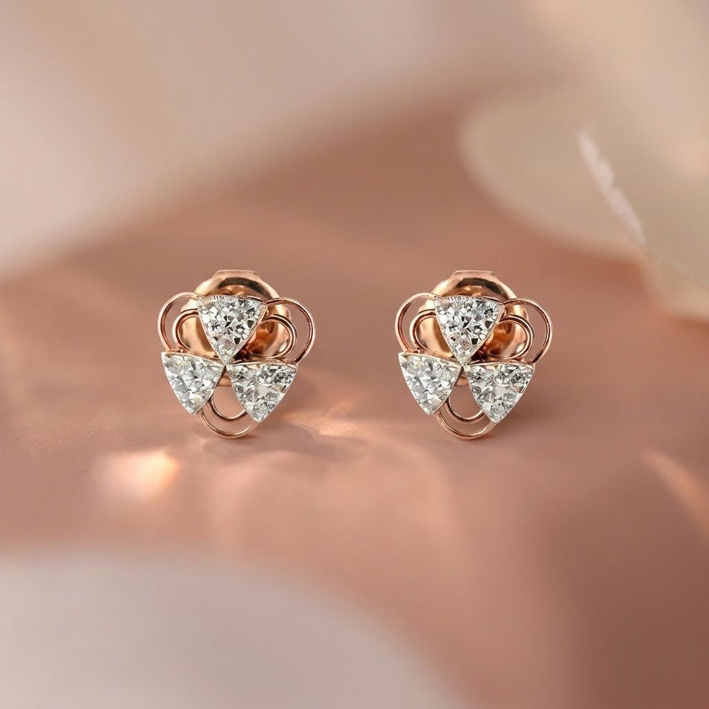 Tri-Petal Floral Stud Earrings